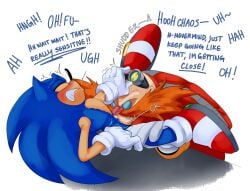 1boy 1cuntboy anthro bald bald_male blue_fur blush clothing cuntboy dialogue dr._eggman duo eggman enemies enemies_having_sex eyes_closed facial_hair fur furry gloves goggles goggles_on_head hand_on_head hedgehog human human_male human_on_anthro intersex interspecies jacket licking_pussy light-skinned_male light_skin lying_on_back male male/cuntboy mammal mature mature_cuntboy mature_male open_mouth oral oral_sex orgasm pussy red_jacket sega sex shoes sonic_(series) sonic_the_hedgehog sonic_the_hedgehog_(series) speedometer teeth text tongue tongue_out white_background white_gloves