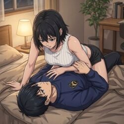 1boy 1girl 2026 ai_art ai_generated blue_lock girl_on_top horny_female isagi_yoichi needy sitting_on_lap wanting_sex