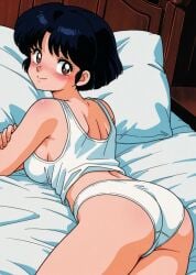 ai_generated airetromonger akane_tendo female in_bed lying_on_stomach panties ranma_1/2 solo white_panties