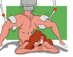 absurd_res aptom7747 bondage disney disney_channel female female_only female_penetrated fucking_machine goof_troop hi_res machine penetration pussy rape roxanne_(goof_troop) sex_machine solo solo_female splits upside-down upside-down_splits