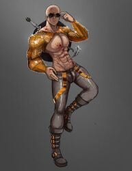 bald bald_male chiotosaurio muscular_male original original_character solo_male sunglasses