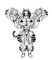 1girls abs e19700 female furry hair muscular muscular_arms muscular_female muscular_legs muscular_thighs tail