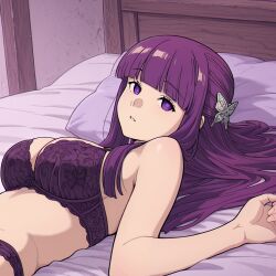1girl ai_generated fern_(sousou_no_frieren) frieren_beyond_journey's_end long_hair purple_eyes purple_hair sousou_no_frieren tagme
