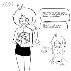 1girls artist_request line_art ongezellig riding roos_(ongezellig) sex text