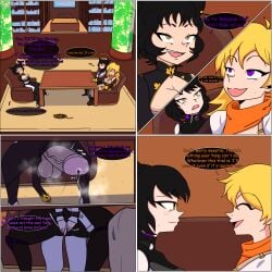 big_balls big_penis blake_belladonna comic futanari kali_belladonna musk musk_clouds musky_penis ntr penis precum precum_drip rwby skurigami steamy_penis text throbbing_penis uncensored under_the_table yang_xiao_long