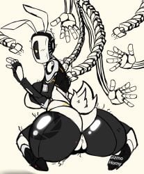 ass_focus gizmo_horny_(artist) glados multiple_arms portal_(series) rabbit_girl robot robot_girl thick_thighs