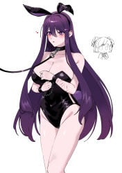 artist_request bunny_ears bunny_girl bunny_tail bunnysuit clothed clothed_female doki_doki_literature_club yuri_(doki_doki_literature_club)