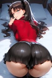 1girl 1girls ai_generated ass big_ass big_breasts blush breasts fate/grand_order fate_(series) female female_only from_behind from_below furiwif07 honkai:_star_rail light-skinned_female looking_at_viewer mature_female miniskirt paag seductive seductive_look skirt solo standing sweat teenage_girl teenager thick_thighs thighhighs tohsaka_rin tohsaka_rin_(honkai:_star_rail) wide_eyed wide_hips wide_thighs