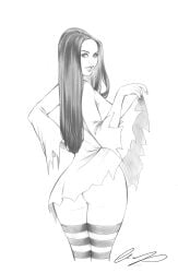 1girls ass big_ass elias_chatzoudis female morticia_addams solo the_addams_family traditional_media_(artwork)