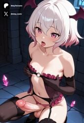 1futa 1girl above_view ai_generated babydoll bare_shoulders black_footwear black_gloves black_thighhighs blush breasts cock collarbone colored dick elbow_gloves erection from_above from_front front_view futa_only futanari futanari/female futanarization garter_belt gloves gradient_hair hair_between_eyes head_wings high-angle_view light_skin light_skinned_futanari lingerie looking_at_viewer multicolored_hair naked naked_futa naked_futanari navel nickythecreator nude nude_futa nude_futanari o-ring oiled_skin open_mouth panties penis pink_eyes pink_hair precum saliva sexy sexy_body sexy_pose shiny_skin short_hair small_breasts solo squat squatting sweat sweatdrop sweating testicles thighhighs tits tongue tongue_out uncensored underwear veins veiny_penis white_hair wings
