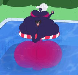 1femboy 2boys adam_(mobiustheice) balls balls_bigger_than_body busty busty_boy cock_vore dark_blue_body dark_blue_skin femboy femboy_focus femboy_pred huge_balls male male_pred male_prey male_tits male_with_breasts vore