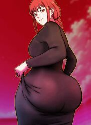 1girls 2d animated ass bottom_heavy braided_hair chainsaw_man divine_wine female female_only huge_ass makima_(chainsaw_man) red_hair solo solo_female tagme yellow_eyes