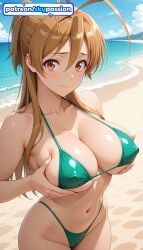 1girls 2026 ai_assisted ai_generated anime aqua_bikini beach bikini blue_sky boobs breasts bust cloud green_bikini hi_res high_quality high_resolution highres highschool_of_the_dead long_hair looking_at_viewer miyamoto_rei navel outdoors patreon patreon_username rei_miyamoto sand shore sky skypassion solo stable_diffusion swimsuit tits water watermark