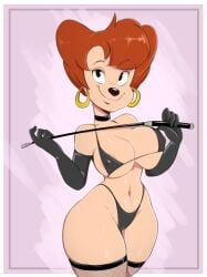 2022 anthro big_(disambiguation) breasts canid canine cleavage disney disney_channel dominatrix female female_focus female_only fur furry goof_troop hi_res mammal mature_anthro mature_female milf peg_pete riding_crop solo thick_thighs thighs usnarbit whip wide_hips