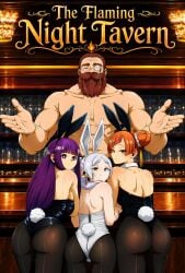 1girl 1girls ai_assisted ai_generated big_ass big_butt brown_eyes brown_hair bunny bunny_costume bunny_ears bunny_girl bunny_tail bunnysuit butt butt_focus caption curvy curvy_body curvy_female curvy_hips denken_(sousou_no_frieren) dialogue english english_commentary english_text female female_focus female_only fern_(sousou_no_frieren) frieren frieren_beyond_journey's_end green_eyes hi_res highres laufen_(sousou_no_frieren) light-skinned_female light-skinned_male light_skin mature mature_female muscular muscular_male narrow_waist naughty naughty_face naughty_smile nutality orange_eyes orange_hair patreon patreon_username provocative purple_eyes purple_hair seductive seductive_look seductive_pose silver_hair snowbunny sousou_no_frieren tavern teenage_girl teenager text white_body white_hair