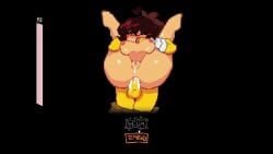 1girl1boy blowjob chara chara_(lovemaniac) chara_(undertale) chara_dreemurr cowgirl_position cum_in_pussy female_chara frisk frisk_(undertale) full_nelson love_maniac male_frisk pegging tagme video video_game