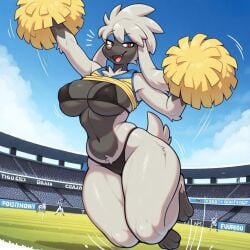 1anthro 1female 1girls 1woman 2026 2d ai ai_generated anthro anthro_only arms_up big_breasts black_bra black_panties black_underwear bra breasts canine canine_female canine_girl canine_humanoid cheerleader cheerleader_outfit cheerleader_uniform cheerleading cheerleading_pose cheerleading_uniform day daytime dog dog_ears dog_girl dog_humanoid dog_tail female female_anthro female_only frosting.ai furfrou game_freak generation_6_pokemon grabbing_object happy happy_face happy_female in_midair jump jumping knees_bent looking_at_viewer midair motion_lines nintendo nipple_outline non-nude open_mouth orange_eyes panties perfect_body perfect_boobs pokemon pokemon_(species) pom_pom_(cheerleading) pom_poms poodle poodle_girl questionable sexy sexy_body sexy_female shirt shirt_lift shirt_up smiling smiling_at_viewer solo solo_anthro solo_female solo_girl stadium stadium_background tail thick_thighs thighs tiny_shirt tummy underwear woman woman_only woman_solo