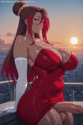 1futa 1girl 1girls ai_generated blue_eyes boobs breasts brown_skin commission commission_art commissioner_upload dark-skinned_female dark_skin female female_focus futa futa_only futanari girl gradient_hair kono_subarashii_sekai_ni_shukufuku_wo! lips long_hair makeup red_hair stable_diffusion sylvia_(konosuba) tagme tits uncensored wardens watermark