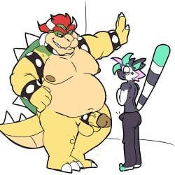 2boys anthro apolonoise balls belly black_pants boner bowser bracelet clothed clothed_anthro clothed_anthro_nude_anthro clothed_male_nude_male clothing collar daddy dilf erection fat fat_belly fat_male furry furry_male furry_only gay genitals hair horns koopa larger_male lemur long_tail looking_at_another looking_at_penis male male/male male_nipples male_only mammal mario_(series) mature mature_male moobs nintendo nipples nude nude_male obese obese_male overweight overweight_male pants penis primate red_hair reptile scalie shell shirt short_hair size_difference skinny skinny_male smaller_male smile spiked_shell spikes spikes_(anatomy) surprised tail testicles turtle twink twink_and_daddy white_background yaoi yellow_skin