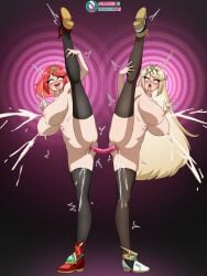 2girls 4headboiii ahegao ahegao_face alternate_version_available blonde_hair blush blushing brainwashing colored cumming dildo exposed_breasts exposed_nipples exposed_pussy eyes_rolling_back female female_only female_orgasm happy_trance hypnosis leggings looking_pleasured milk milk_squirt mind_break mind_control monolith_soft mythra naked nintendo nipples nude orgasm_face peace_sign pussy pussy_juice pyra red_hair smile smiling tagme tiara tongue tongue_out xenoblade_(series) xenoblade_chronicles_2 yuri