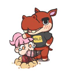 1boy 1girls animal_crossing bestiality biff_(animal_crossing) blowjob blush fellatio female gummuru hippopotamid interspecies male nintendo oral penis pink_hair tears villager_(animal_crossing) zoophilia