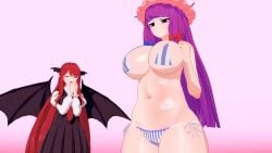 2girls 3d 3d_animation animated ass big_ass big_breasts big_butt bikini bikini_bottom bikini_top boobs_bigger_than_head boobs_bouncing boobs_focus breasts breasts_bigger_than_head breasts_bounce breasts_bouncing breasts_bouncing_up breasts_focus character_in_background closed_mouth color colored curvaceous curvaceous_body curvaceous_female curvaceous_figure curves curvy curvy_body curvy_female curvy_figure curvy_hips embarrassed female female_focus female_only glistening_skin hair_ornament hair_ribbon hat high_resolution highres hips hips_wider_than_shoulders jiggle jiggle_physics jiggling jiggling_breasts koakuma leinnhart light-skinned_female light_skin long_hair mp4 music patchouli_knowledge plump plump_ass plump_butt purple_eyes purple_hair sexy sexy_body sexy_clothing sexy_female simple_background solo_focus sound stomach striped_bikini swimwear tagme thicc thick thick_ass thick_butt thick_hips thick_legs thick_thighs tits_bigger_than_head tits_bouncing tits_focus touhou touhou_project tummy video voluptuous voluptuous_body voluptuous_female