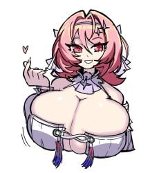 1girls big_breasts breasts busty cleavage clothing dotodonoto female female_only huge_breasts large_breasts looking_at_viewer pink_eyes pink_hair remielle_dan solo zenless_zone_zero