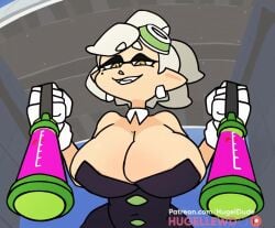 2d animated big_breasts holding_object huge_breasts hugellewd inkling marie_(splatoon) nintendo no_sound short_playtime smug splatoon tagme thick_thighs tight_clothing video