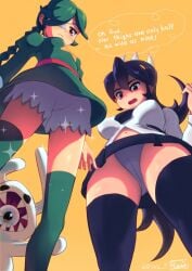 2girls annie_(skullgirls) bloomers filia_(skullgirls) panties ryu2 sagan_(skullgirls) samson_(skullgirls) skullgirls upskirt