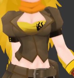 1girls 2020s 2022 3d 60fps animated armor belt black_pants blonde_hair bounce bouncing_breasts brown_belt brown_jacket cleavage clipping crop_top dainapp ennesart error female female_only gif gif_artifacts grey_background head_out_of_frame hip_focus jacket large_breasts light-skinned_female light_skin long_hair loop midriff mp4 no_sound orange_scarf pants puffy_sleeves resized rwby scarf shirt short_sleeves simple_background solo solo_female swaying vambraces video walking wide_hips yang_xiao_long yellow_shirt