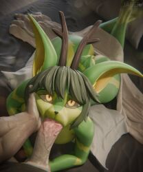 1boy 1girls 3d anthro athletic_female caressing_face fellatio female furry hand_on_head human human_on_anthro human_penetrating jaeger3d light-skinned_male light_skin looking_at_viewer male natsu_(natsu_o3o) pov