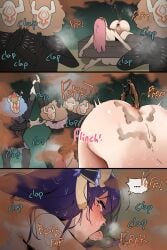 1girls ass ass ass_focus ass_grab asshole big_ass big_breasts blush blush breasts breasts_out fart female female_focus genshin_impact girls_only girly hage123 hilichurls_(species) in_the_woods kancho moaning naked naked_female penetration raiden_shogun scat wall