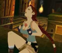 breasts clothed_female edit female floating_penis lara_croft lara_croft_(classic) lowres male outercourse paizuri penis penis_between_breasts polygon polygonal ps1_artstyle tank_top titjob tomb_raider tomb_raider_(classic) unknown_artist