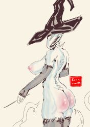 ass breasts costume fcrainn magic sketch tentacle valkyr_(warframe) warframe witch_hat