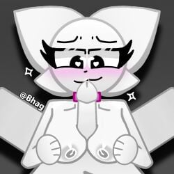 blush boobjob breasts cat cat_ears emoji emoji_cat feline female heart heart-shaped_pupils male paizuri penis pink_collar symbol-shaped_pupils titjob