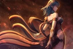 alternate_costume blue_eyes blue_hair byleth_(fire_emblem) byleth_(fire_emblem)_(female) dancer dancer_(three_houses) evomanaphy female fire_emblem fire_emblem:_three_houses nintendo solo white_skin