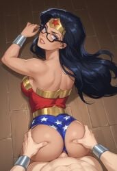 ai_generated black_hair blowjob dc_comics glasses grabbing_hair long_hair milf pulling_hair sex very_long_hair wonder_woman wonder_woman_(series)