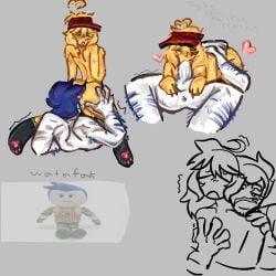 2boys 69 blonde_hair_male blue_hair c0c5lkih elliot_(forsaken) forsaken_(roblox) guest_1337_(forsaken) male male/male oral_sex roblox roblox_game robloxian scars self_upload tagme