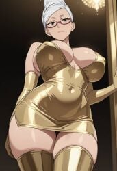 ai_generated ayase_seiko breasts clothing dandadan etchigirls female female_focus glasses nipples seiko_ayase solo