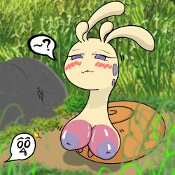 antennae_(anatomy) big_breasts blush breasts duo female feral gastropod grass_field hi_res hisuian_sliggoo inverted_nipples male male/female markings mole_(marking) mollusk nintendo nipples nuvostalis offscreen_character pink_breasts pokémon_(species) pokemon pokemon_only purple_eyes purple_nipples regional_form_(pokémon) shell shiny_pokémon shiny_sliggoo sliggoo smug snail suggestive surprise video_games