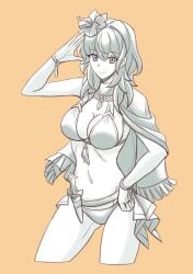 1girls alternate_costume bikini black_bikini black_swimsuit breasts byleth_(fire_emblem) byleth_(fire_emblem)_(female) byleth_(summer)_(fire_emblem)_(female) doodle earthtojaymus female fire_emblem fire_emblem:_three_houses fire_emblem_heroes nintendo official_alternate_costume solo swimsuit