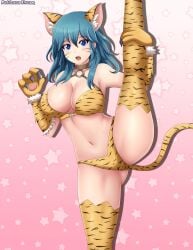 alternate_costume blue_eyes blue_hair byleth_(fire_emblem) byleth_(fire_emblem)_(female) female female_only fire_emblem fire_emblem:_three_houses light-skinned_female light_skin nintendo patdarux solo solo_female tiger_girl tiger_print year_of_the_tiger