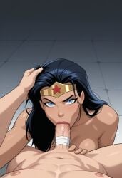 ai_generated black_hair blowjob dc_comics glasses grabbing_hair long_hair milf pulling_hair sex very_long_hair wonder_woman wonder_woman_(series)