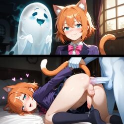 4boys ai_generated anal before_and_after blush cat_ears cat_tail dickgirl doggy_style femboy feminine_male futanari gay ghost girly happy heart ian8766_(artist) intersex male male/male male_focus male_only neko penis pov precum sweat trap yaoi