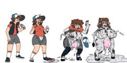 bike_shorts brown_hair female glasses hat shorts