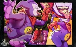 2025 3_fingers 3_toes almost_fully_inside alternate_version_at_source ambiguous_gender anal anal_vore anon anthro anus_only bandai_namco bumpy_tongue butt_slap closed_eyes clothing digimon digimon_(species) extreme_size_difference feet fingers gloves group handwear hi_res holding_another humanoid impmon kerchief licking licking_lips licking_own_lips lying macro macro_anthro male mostly_nude neckerchief neckwear null oddkong on_back on_tongue open_mouth open_smile oral_vore size_difference slap slapping_own_butt slapping_self smile toes tongue tongue_out trio vore