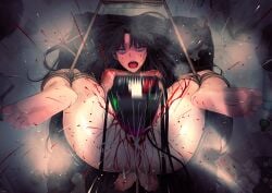 ass_in_air black_hair black_hair_female bleeding_from_anus bleeding_from_pussy blood_on_thigh blood_splatter blood_spurt bloody bloody_pussy blue_eyes blush bondage breasts bruise bruised_breast brutal_rape cable concerned crying crying_with_eyes_open cum cum_in_anus cum_in_pussy cum_spurt despair dildo dildo_in_pussy dildo_insertion electric_dildo evening fate/stay_night fate_(series) female female_pubic_hair gaping_pussy long_hair_female lot_of_cum medium_breasts mosaic_censoring open_mouth pale_nipples pink_nipples pubic_hair pubic_stubble purple_breasts pussy rape red_face restrained rope rope_bondage semen shitappa0120 sole_female teenage_girl teenager tohsaka_rin violence violent_rape
