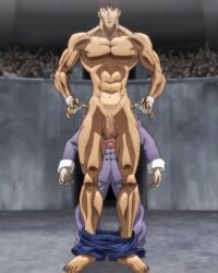 abs anime baki_hanma baki_the_grappler balls big_balls big_muscles big_penis boxing brown_hair canonical_scene dick edit erection flaccid flaccid_penis foreskin gay genitals grappler_baki half-erect huge_cock huge_testicles kaku_kaioh looking_at_another male male_focus male_only mole muscles muscular muscular_male naked no_nipples pants_down pecs penis penis_out public_exposure public_indecency public_nudity retracted_foreskin samwan_kaioh screenshot screenshot_edit testicles uge_balls uncircumcised undressing veins veiny_penis
