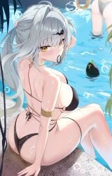 2girls bikini black_bikini bubble huge_ass huge_breasts ju_fufu multiple_girls sitting swimming_pool thick_thighs wide_hips yixuan_(zenless_zone_zero) zenless_zone_zero