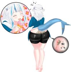 anus anus_focus barefoot bondage butt_crack butt_focus caged_cock commission commission_art fart fart_cloud fart_fetish farting feet gawr_gura giantess hornpixel huge_ass ice_cream licking shark_tail sharp_teeth soles spats taped_mouth thick_ass thick_thighs white_hair wide_hips